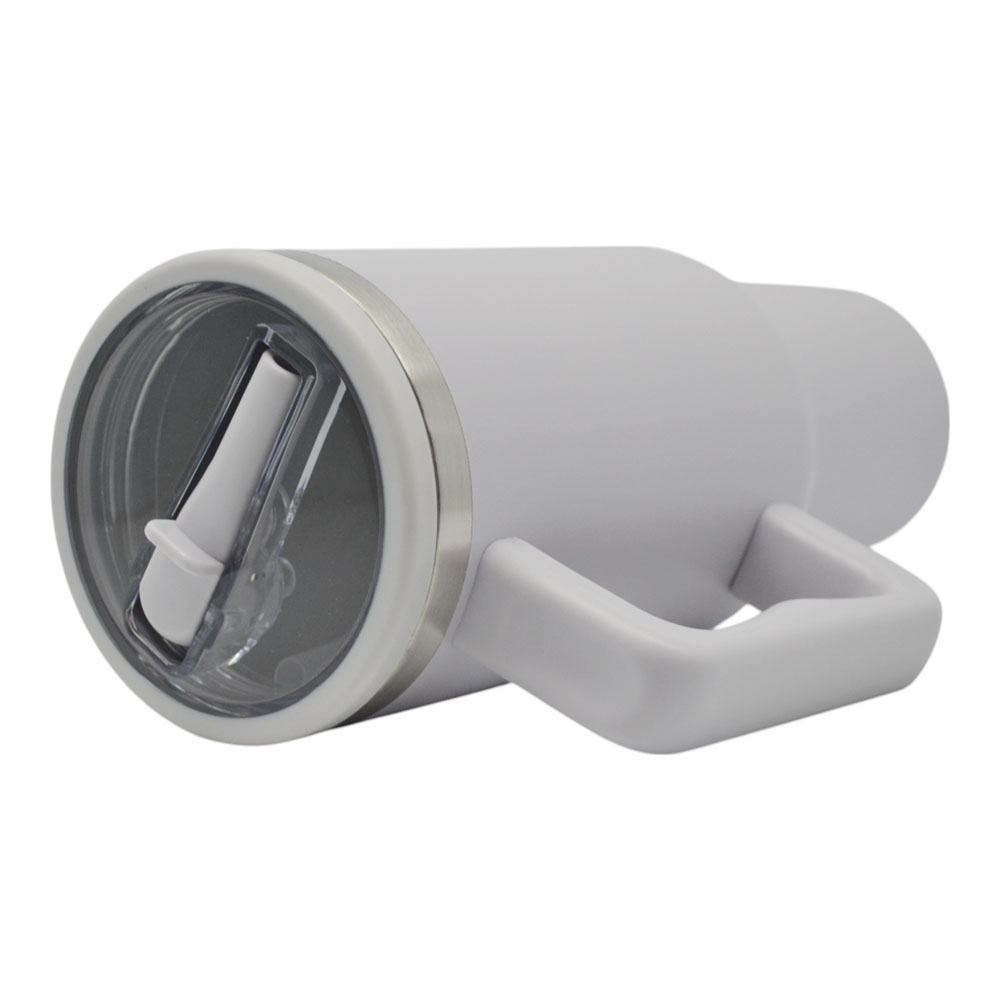 Ποτήρι θερμός ανοξείδωτο με καλαμάκι σε χρώμα ανοιχτό γκρι 1,2lt 9.8x26