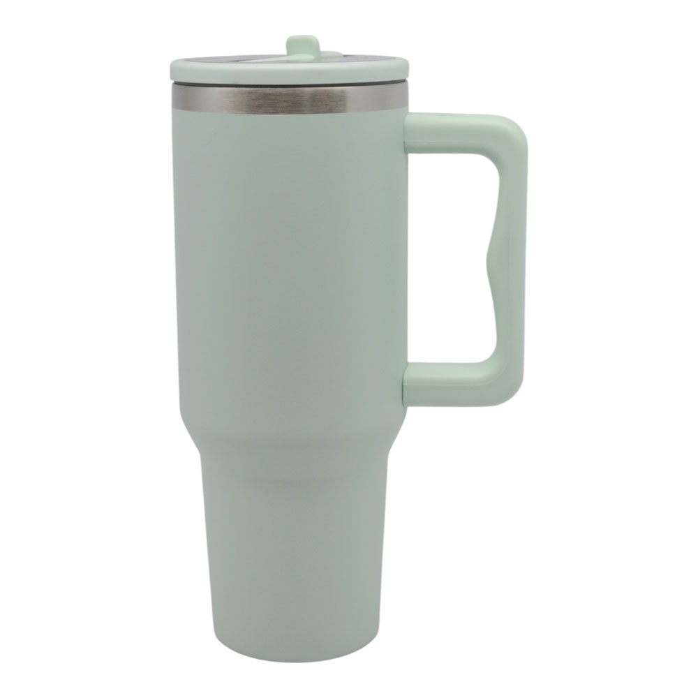 Ποτήρι θερμός ανοξείδωτο με καλαμάκι σε χρώμα μέντα 1,2lt 9.8x26