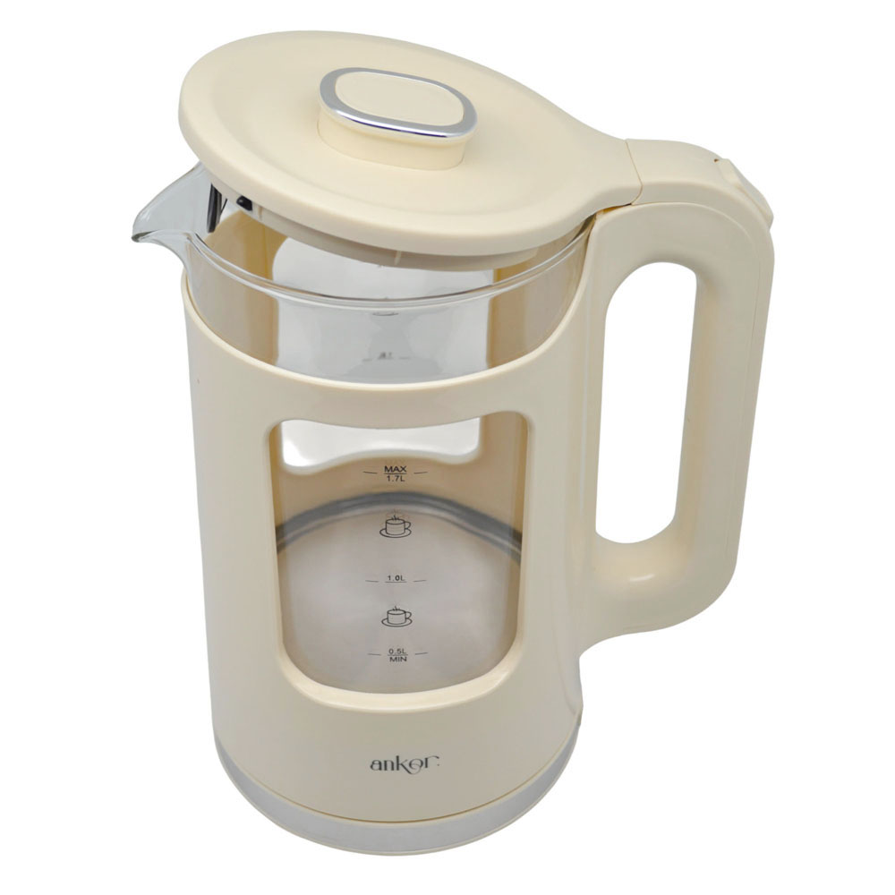 Βραστήρας από πυρίμαχο γυαλί σε χρώμα μπεζ 1,7lt 2200W