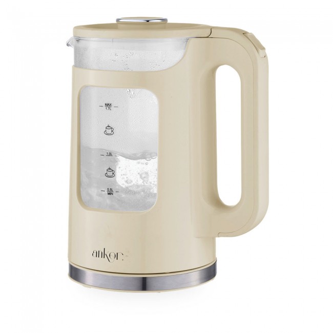 Βραστήρας από πυρίμαχο γυαλί σε χρώμα μπεζ 1,7lt 2200W