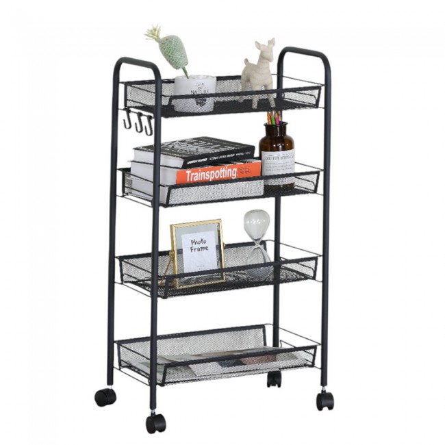 Τρόλεϊ αποθήκευσης από μέταλλο σε χρώμα μαύρο ματ 44x26x85