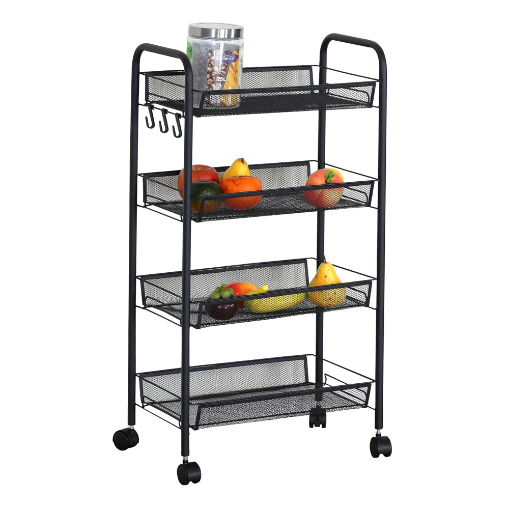 Τρόλεϊ αποθήκευσης από μέταλλο σε χρώμα μαύρο ματ 44x26x85