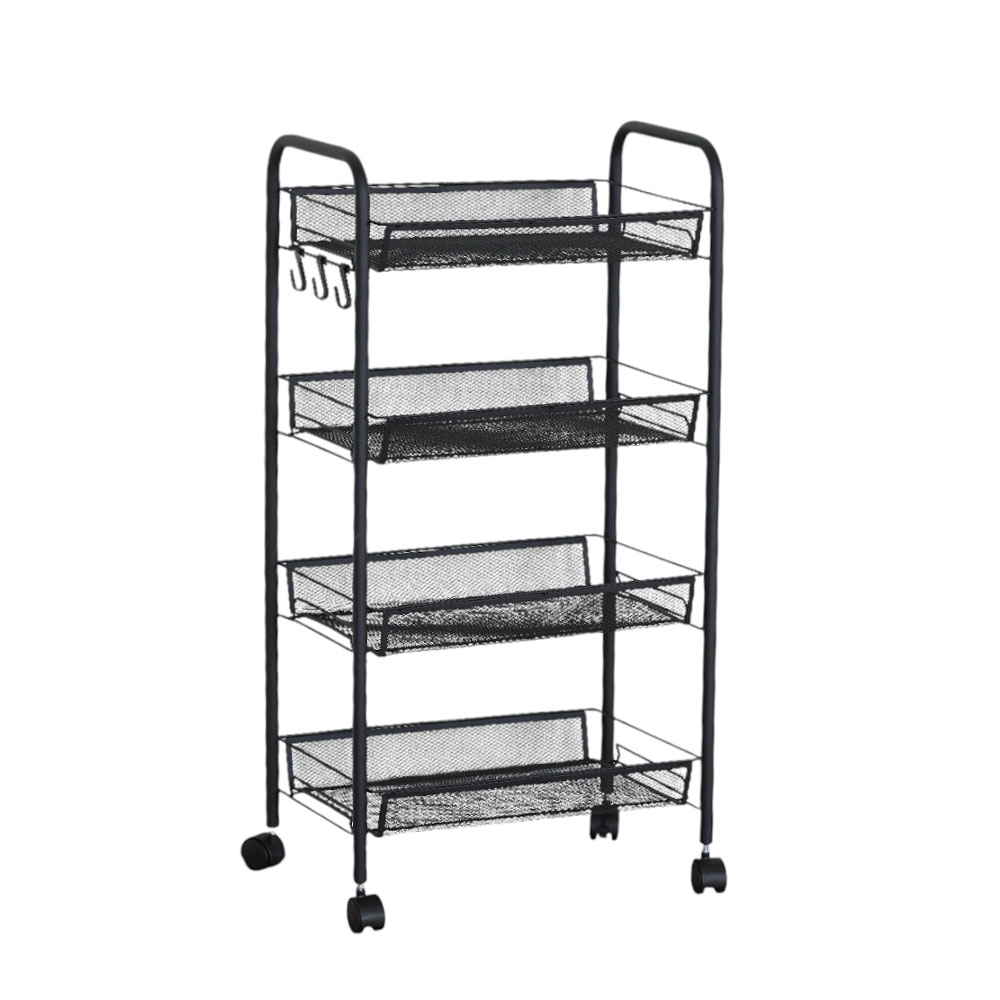 Τρόλεϊ αποθήκευσης από μέταλλο σε χρώμα μαύρο ματ 44x26x85