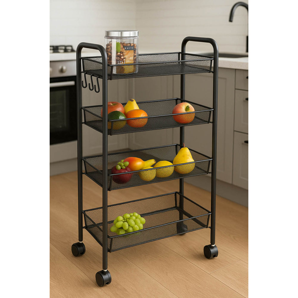 Τρόλεϊ αποθήκευσης από μέταλλο σε χρώμα μαύρο ματ 44x26x85