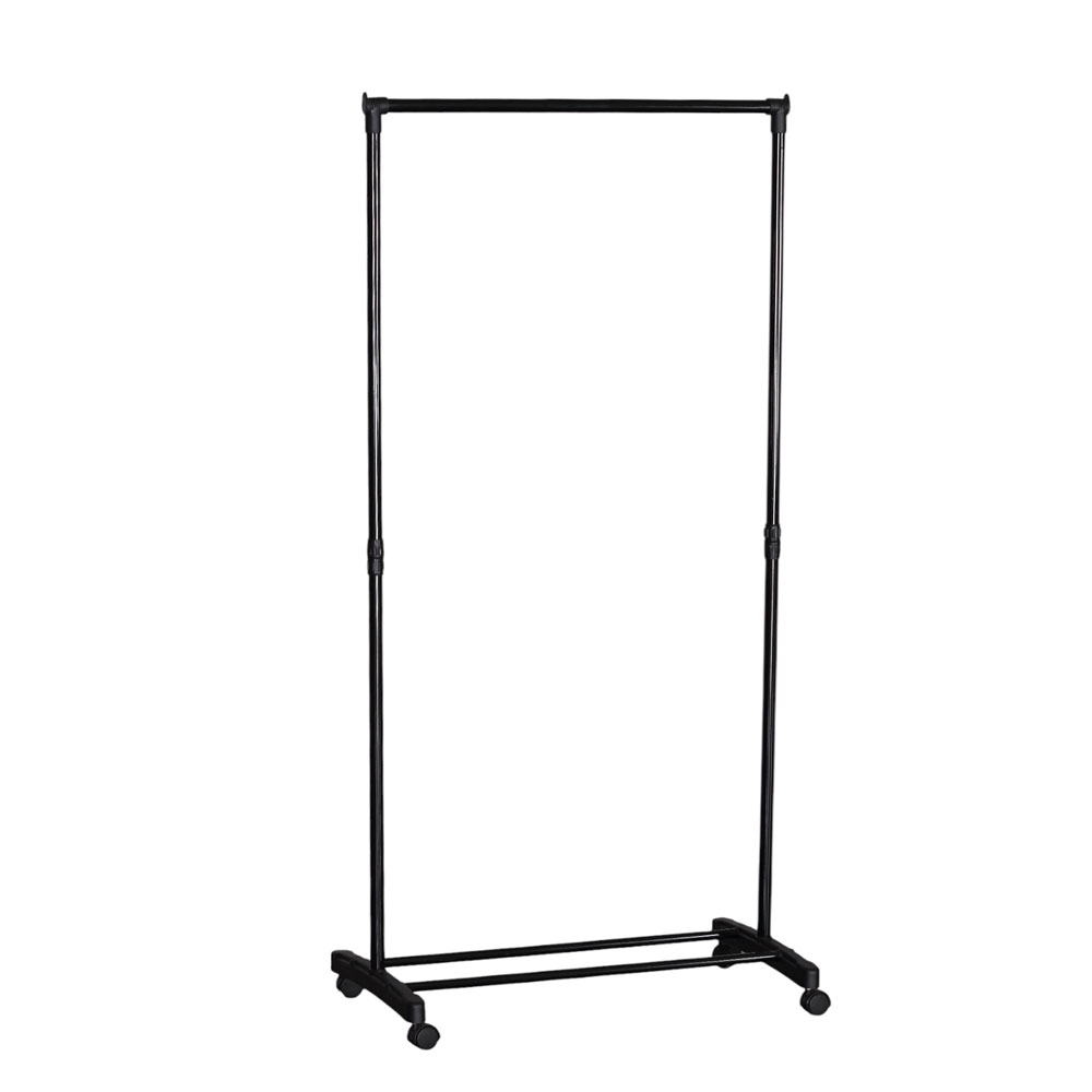 Κρεμάστρα τροχήλατη από μέταλλο σε χρώμα μαύρο 74.5x41.5x157