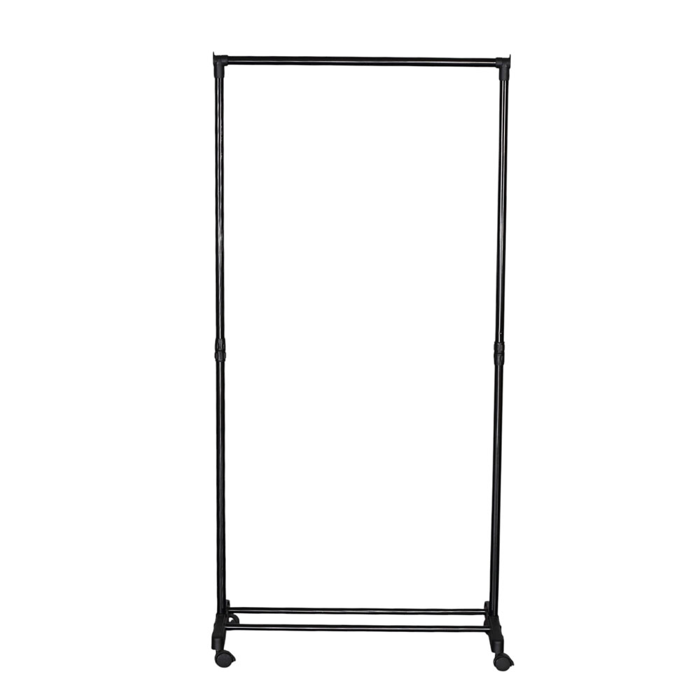 Κρεμάστρα τροχήλατη από μέταλλο σε χρώμα μαύρο 74.5x41.5x157