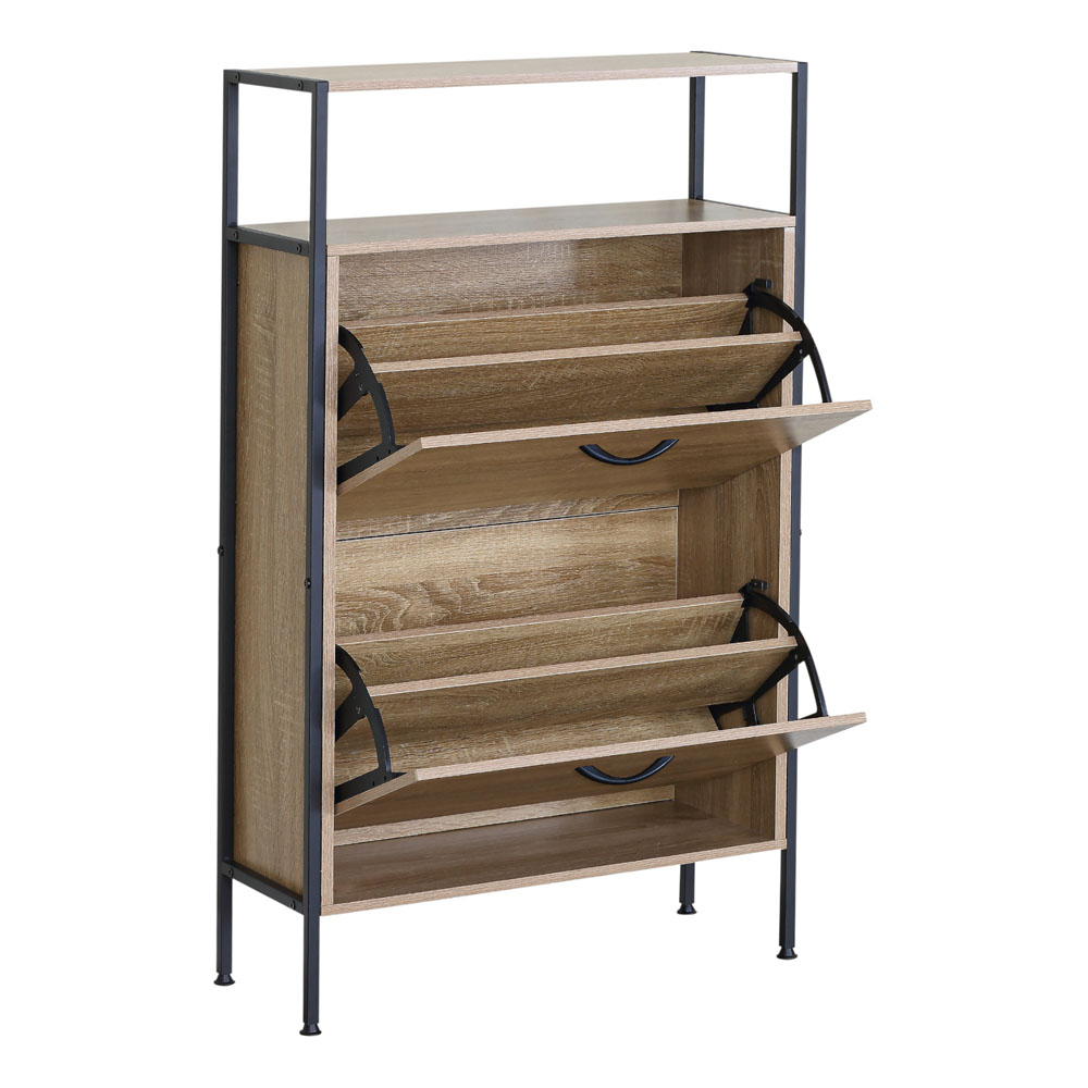 Παπουτσοθήκη από ξύλο/μέταλλο σε χρώμα φυσικό/μαύρο 60x24x105