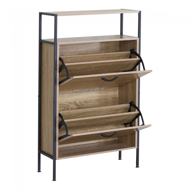 Παπουτσοθήκη από ξύλο/μέταλλο σε χρώμα φυσικό/μαύρο 60x24x105