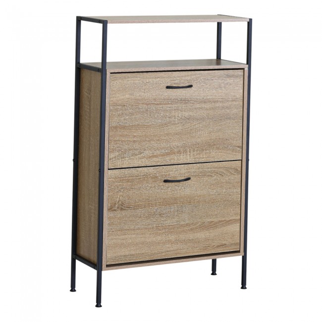 Παπουτσοθήκη από ξύλο/μέταλλο σε χρώμα φυσικό/μαύρο 60x24x105