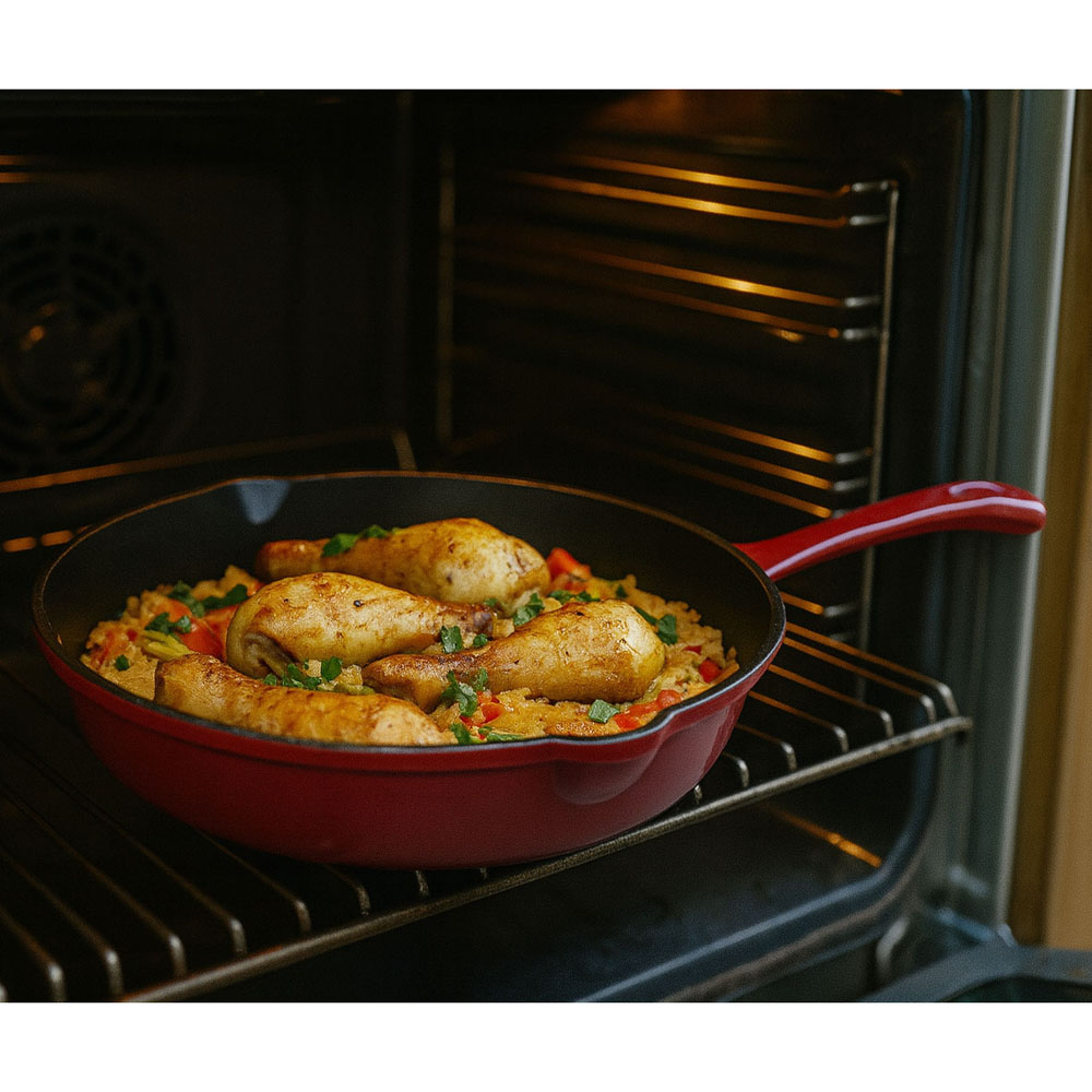 Τηγάνι μαντεμένιο εμαγιέ σε χρώμα μπορντό 20cm