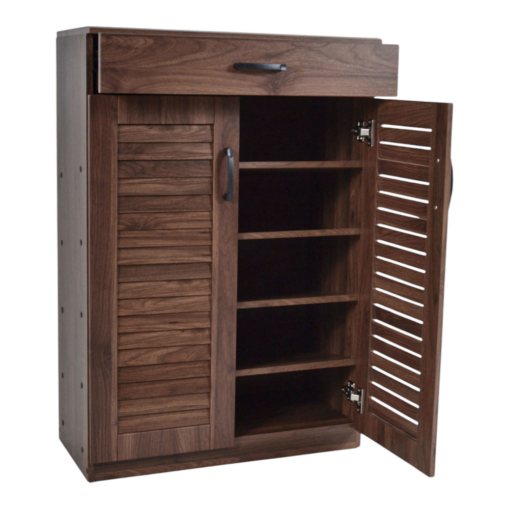 Παπουτσοθήκη-ντουλάπι με συρτάρι από ξύλο σε χρώμα καρυδί 68x32x98