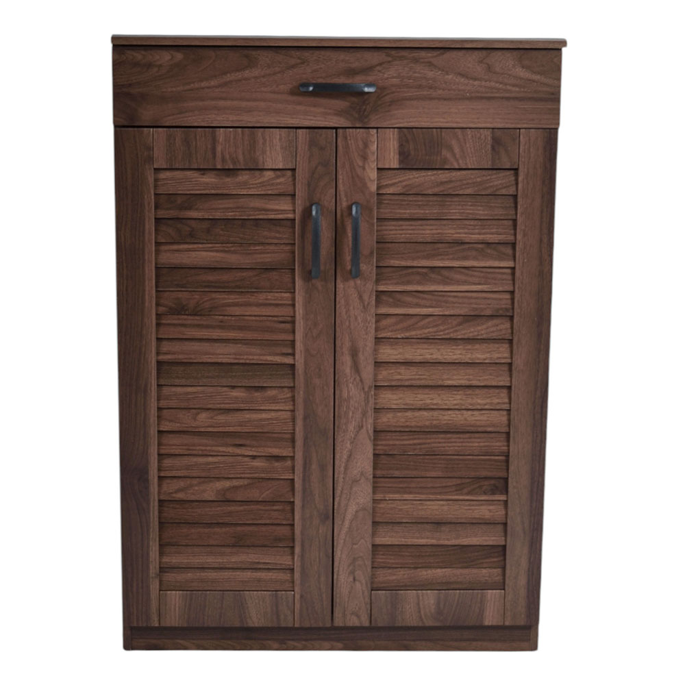 Παπουτσοθήκη-ντουλάπι με συρτάρι από ξύλο σε χρώμα καρυδί 68x32x98