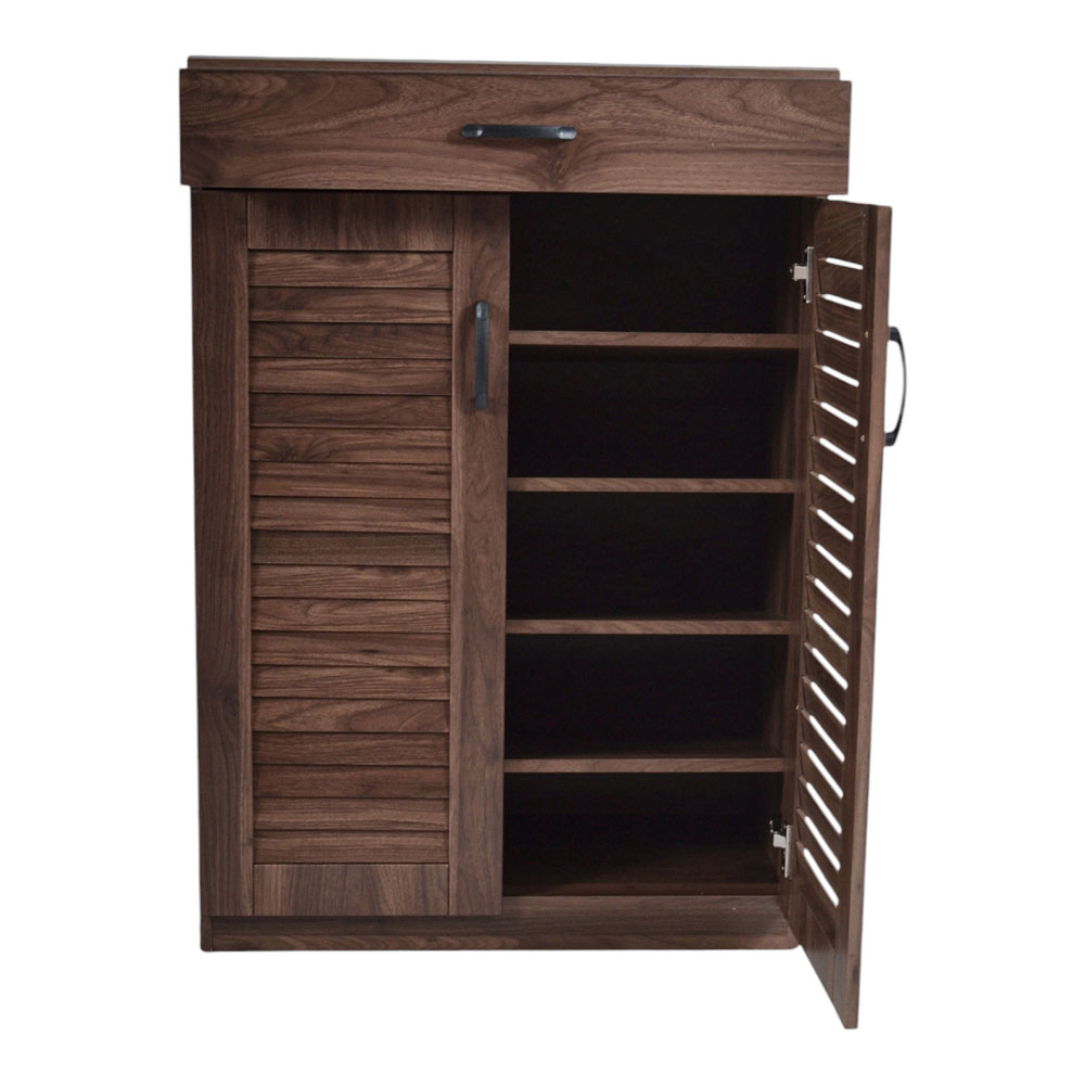 Παπουτσοθήκη-ντουλάπι με συρτάρι από ξύλο σε χρώμα καρυδί 68x32x98