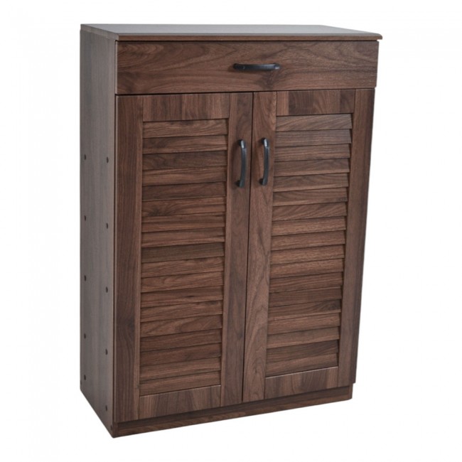 Παπουτσοθήκη-ντουλάπι με συρτάρι από ξύλο σε χρώμα καρυδί 68x32x98