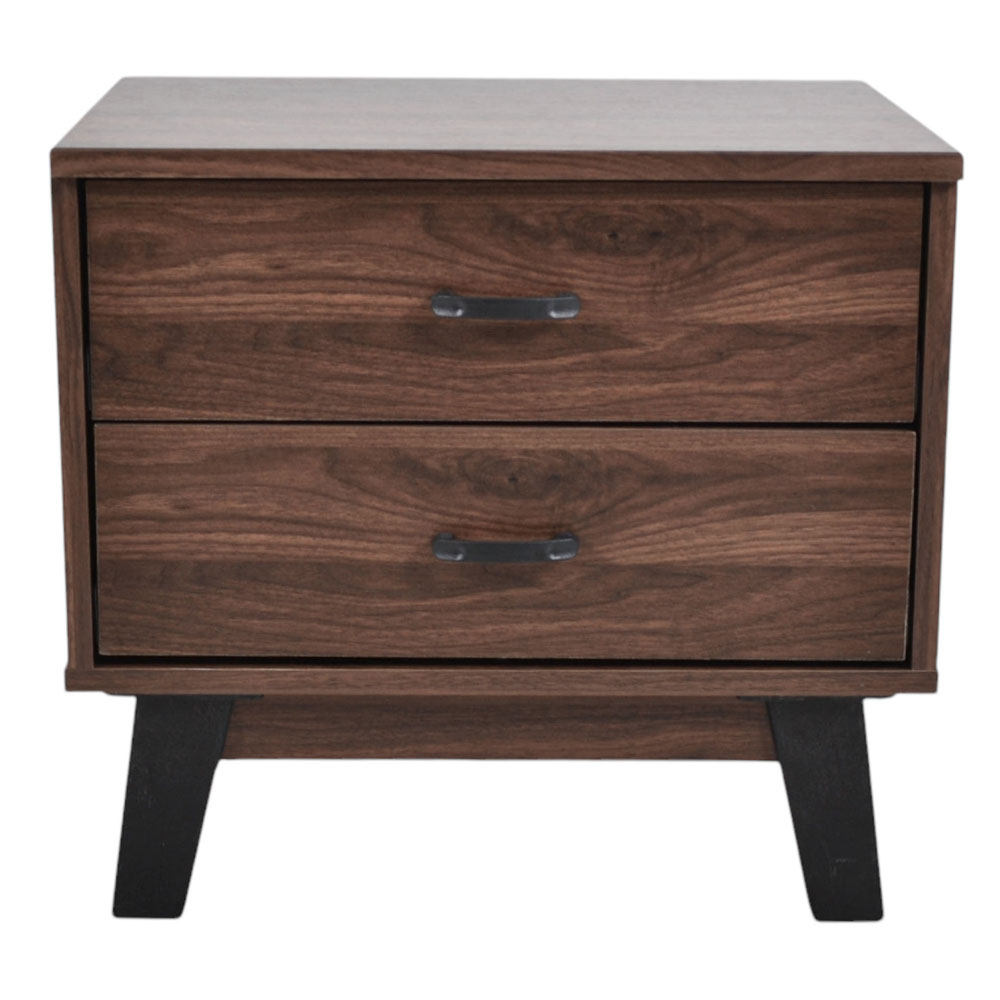 Κομοδίνο με 2 συρτάρια από ξύλο σε χρώμα καρυδί 48x38x44