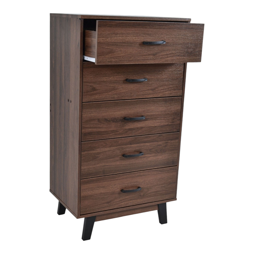 Συρταριέρα με 5 συρτάρια από ξύλο σε χρώμα καρυδί 60x40x112