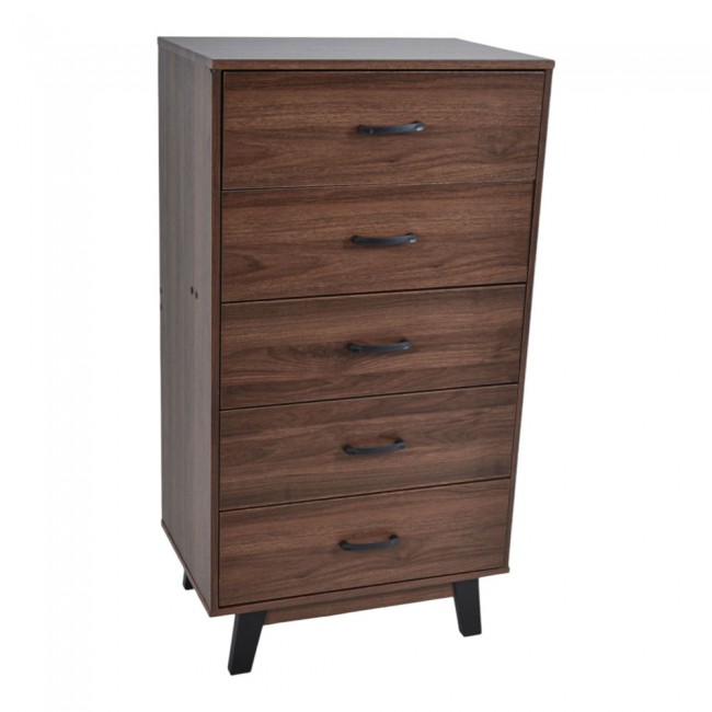 Συρταριέρα με 5 συρτάρια από ξύλο σε χρώμα καρυδί 60x40x112