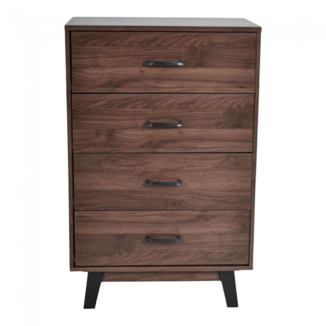 Συρταριέρα με 4 συρτάρια από ξύλο σε χρώμα καρυδί 60x40x93