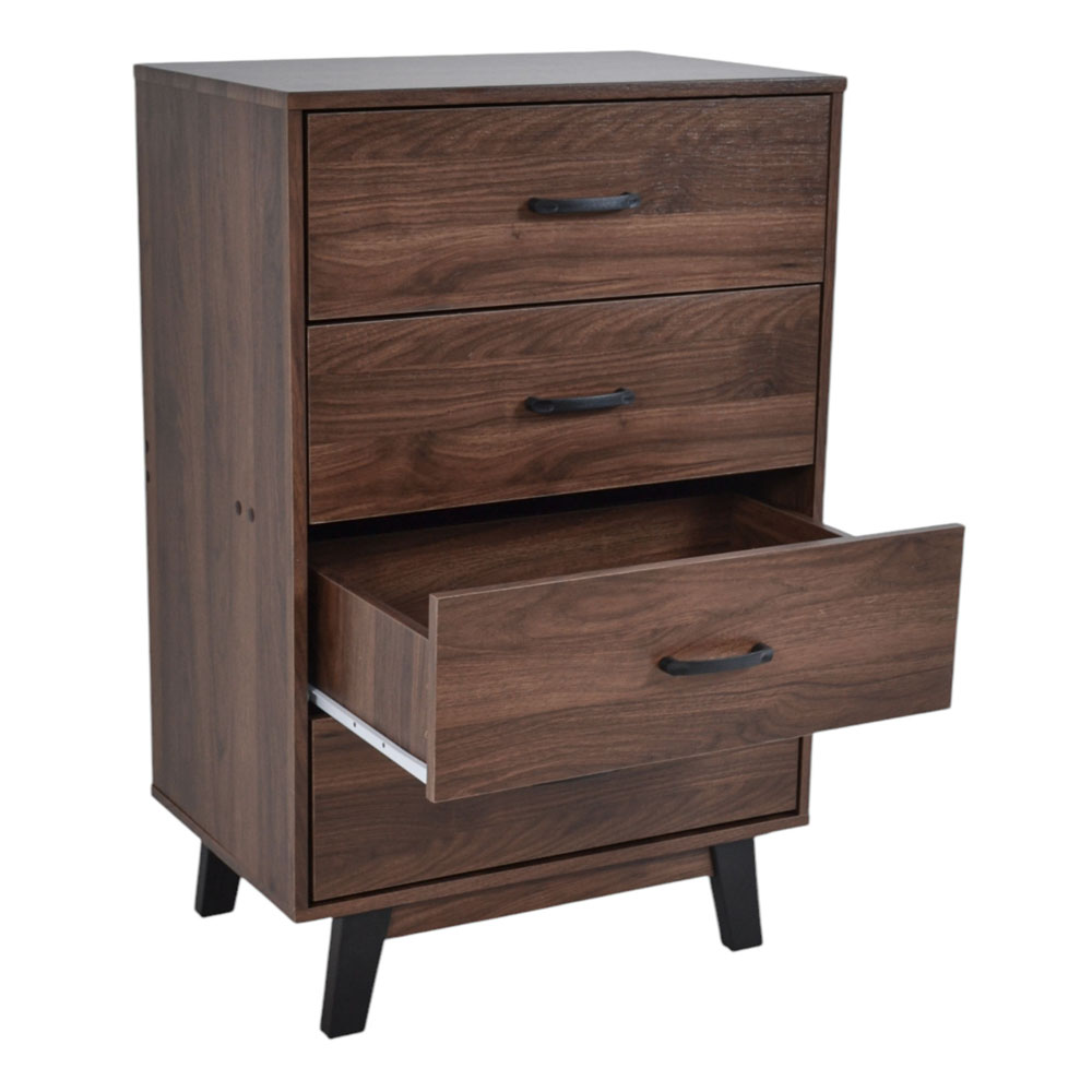 Συρταριέρα με 4 συρτάρια από ξύλο σε χρώμα καρυδί 60x40x93