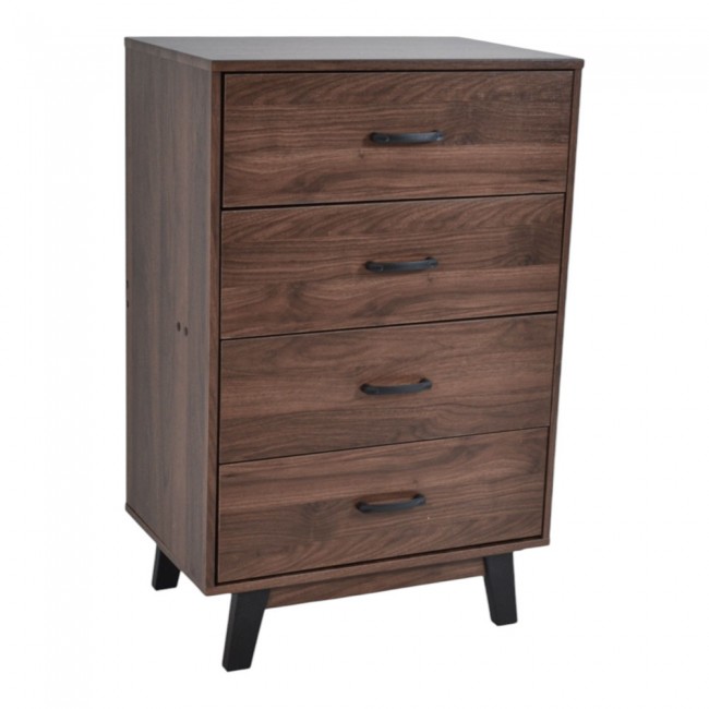 Συρταριέρα με 4 συρτάρια από ξύλο σε χρώμα καρυδί 60x40x93