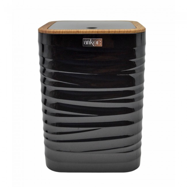 Κάδος μπάνιου "LUNA" πλαστικός σε χρώμα μαύρο με εφέ ξύλου 5λίτρα