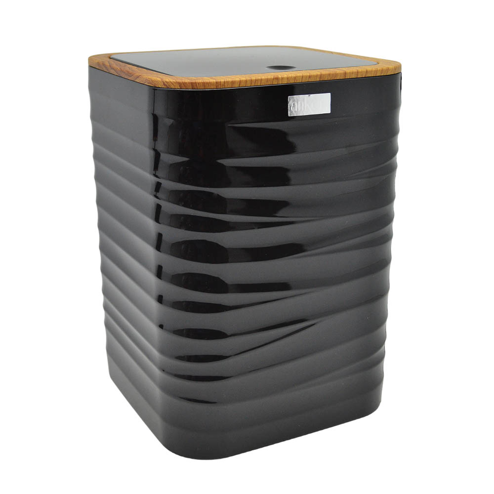 Κάδος μπάνιου "LUNA" πλαστικός σε χρώμα μαύρο με εφέ ξύλου 5λίτρα