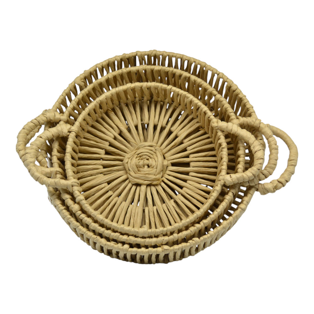 Σετ 3 καλάθια από σχοινί σε χρώμα φυσικό