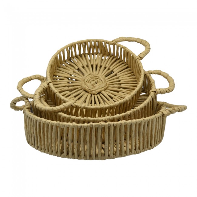 Σετ 3 καλάθια από σχοινί σε χρώμα φυσικό