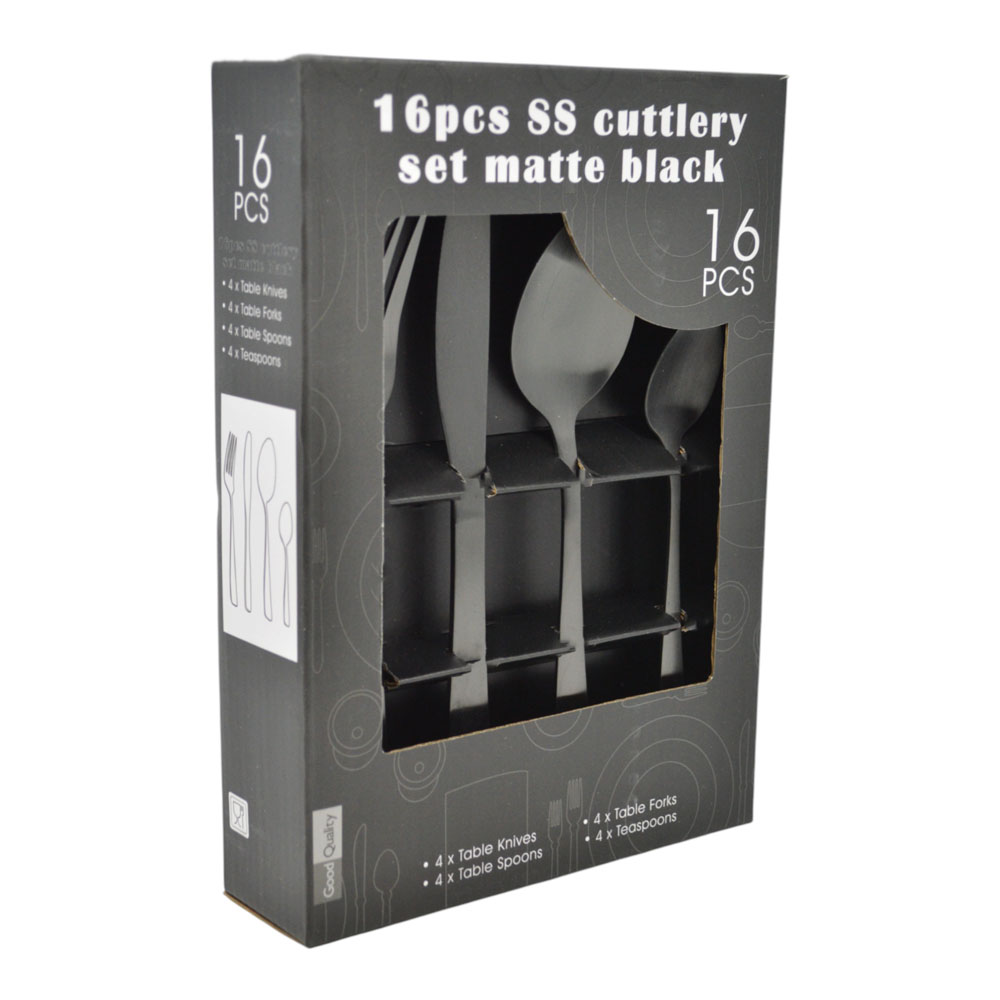 Σετ 16 μαχαιροπήρουνα inox σε χρώμα μαύρο ματ
