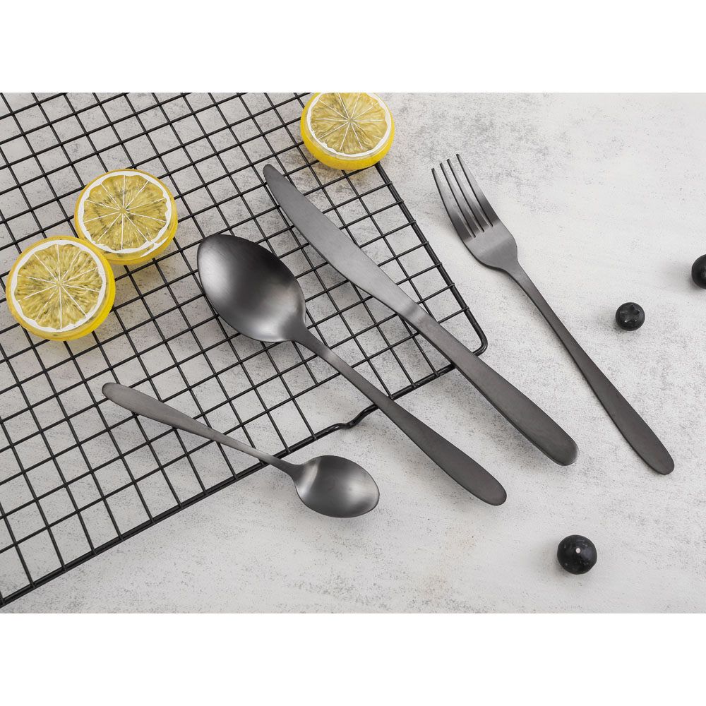 Σετ 16 μαχαιροπήρουνα inox σε χρώμα μαύρο ματ