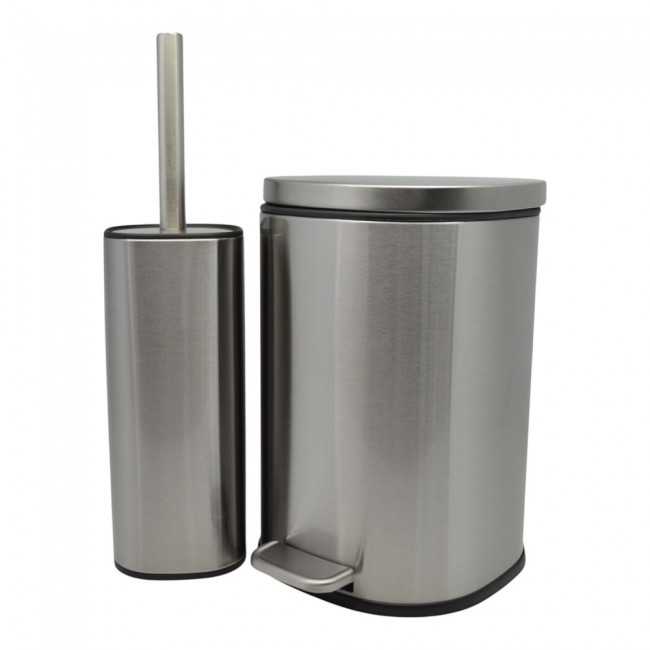 Σετ καλάθι μπάνιου-πιγκάλ "ANYDAY" soft close/finger print proof σε χρώμα inox ματ 5lt