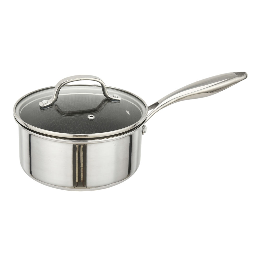 Γαλατιέρα αντικολλητική ανοξείδωτη με καπάκι Dmond TRI-PLY 18εκ