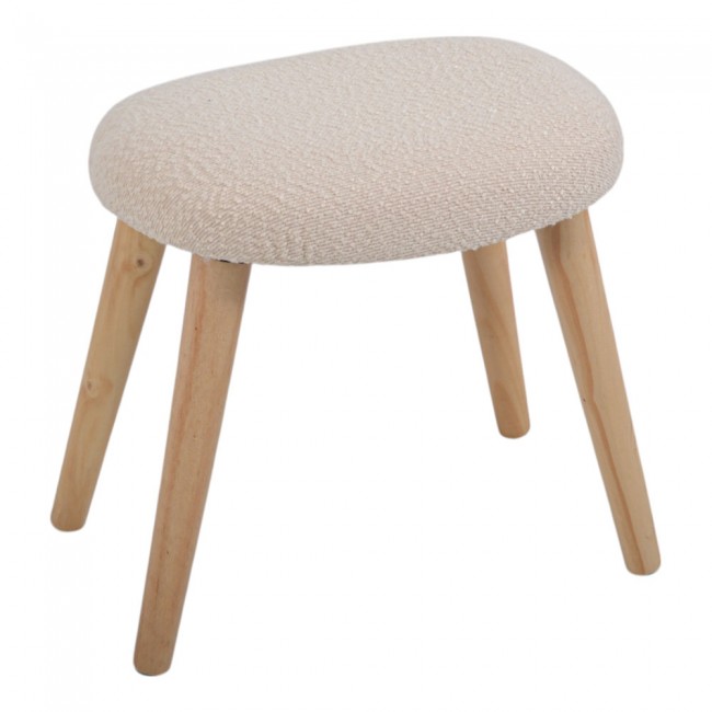 Σκαμπό από ύφασμα/ξύλο σε χρώμα μπεζ/φυσικό 40x30x40