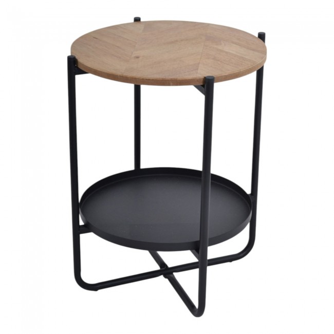 Βοηθητικό τραπέζι από μέταλλο/ξύλο σε χρώμα μαύρο/φυσικό 41x41x50