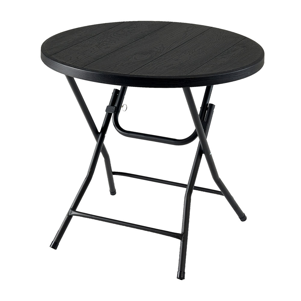 Τραπέζι πτυσσόμενο από πλαστικό/μέταλλο σε χρώμα μαύρο Φ80x74