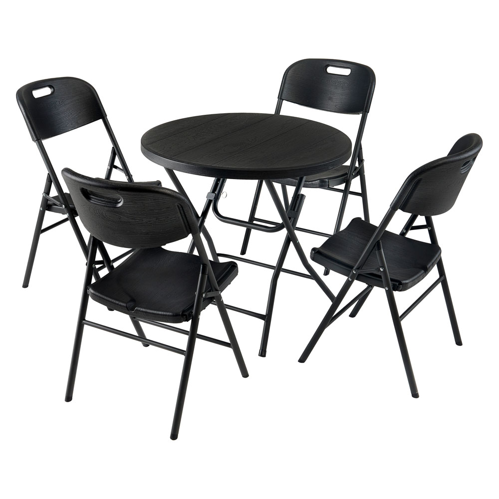 Τραπέζι πτυσσόμενο από πλαστικό/μέταλλο σε χρώμα μαύρο Φ80x74