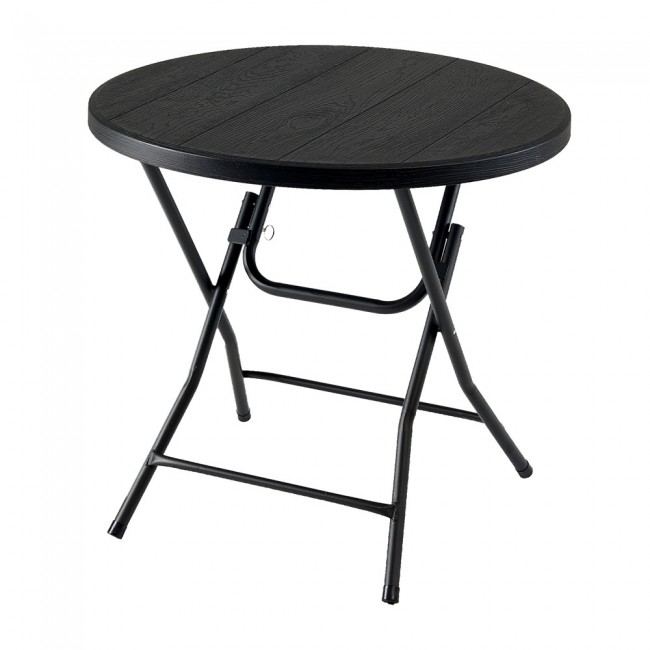 Τραπέζι πτυσσόμενο από πλαστικό/μέταλλο σε χρώμα μαύρο Φ80x74
