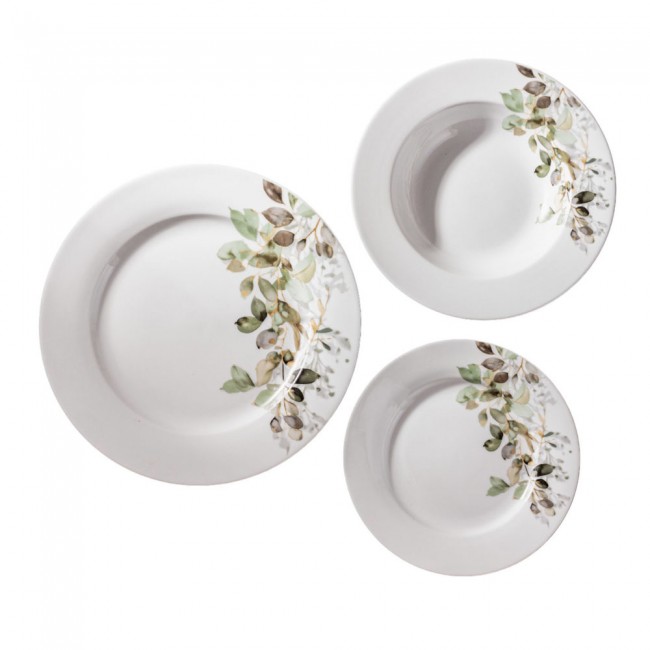 Σερβίτσιο πιάτων πορσελάνινο 18τμχ με φύλλα