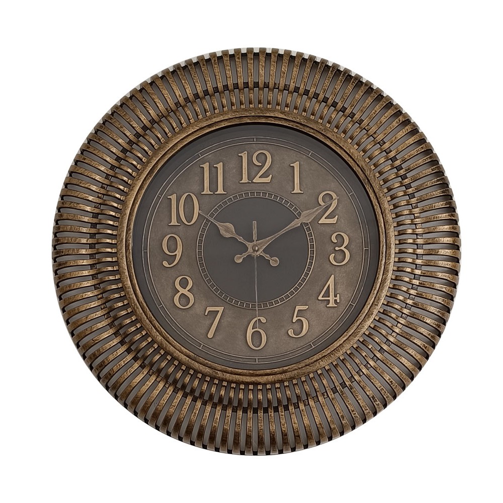 Ρολόι τοίχου πλαστικό σε χρώμα αντικέ μπρονζέ 40.6x40.6x4.6