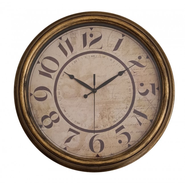 Ρολόι τοίχου πλαστικό σε χρώμα αντικέ χρυσό 40.2x40.2x4.8