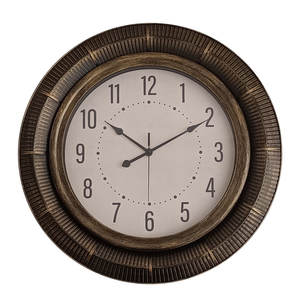 Ρολόι τοίχου πλαστικό σε χρώμα καφέ μπρονζέ 45.7x45.7x4.5