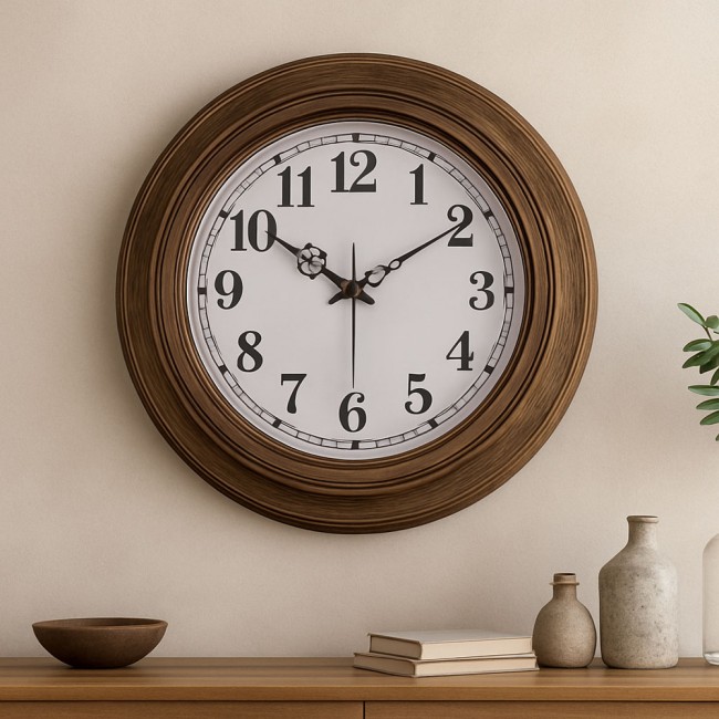 Ρολόι τοίχου πλαστικό σε χρώμα αντικέ μπρονζέ 50.7x50.7x4.6