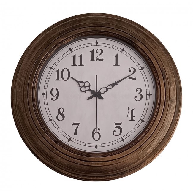 Ρολόι τοίχου πλαστικό σε χρώμα αντικέ μπρονζέ 50.7x50.7x4.6