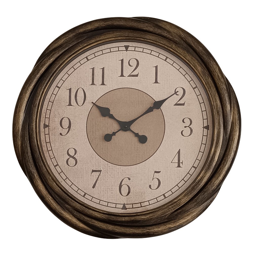 Ρολόι τοίχου πλαστικό σε χρώμα καφέ vintage 50x51x4.4