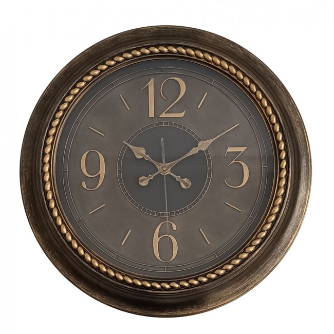 Ρολόι τοίχου πλαστικό σε χρώμα καφέ vintage 55.9x55.9x5.6