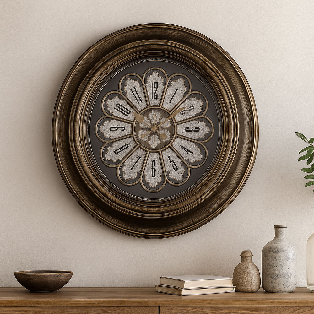 Ρολόι τοίχου πλαστικό σε χρώμα καφέ vintage 60.2x60.2x5.6