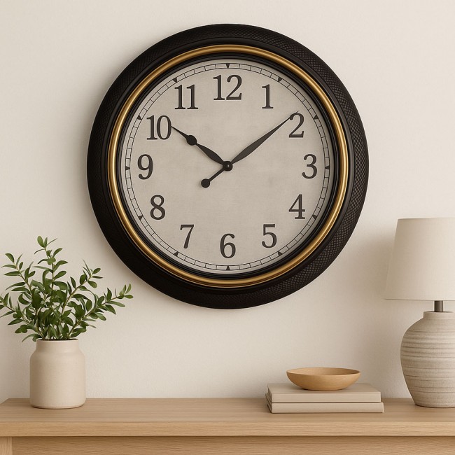 Ρολόι τοίχου πλαστικό σε χρώμα καφέ σκούρο 63.5x63.5x5.6