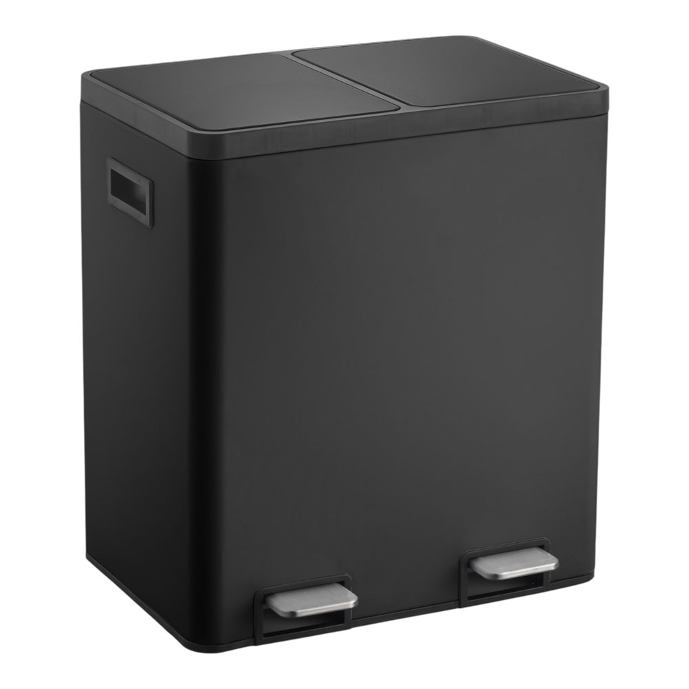 Κάδος αποριμμάτων διπλός 20 lt και 20 lt inox σε χρώμα ματ μαύρο 52x35.80x46.50