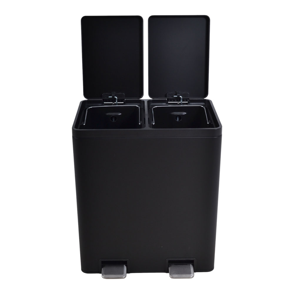 Κάδος αποριμμάτων διπλός 20 lt και 20 lt inox σε χρώμα ματ μαύρο 52x35.80x46.50
