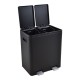 Κάδος αποριμμάτων διπλός 20 lt και 20 lt inox σε χρώμα ματ μαύρο 52x35.80x46.50